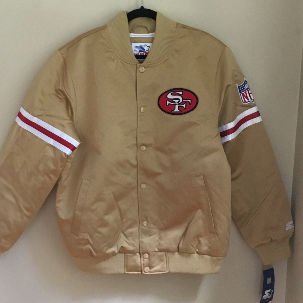 NEW Homage x Starter NFL San Francisco 49ERS Heavyweight Gold Satin Jacket